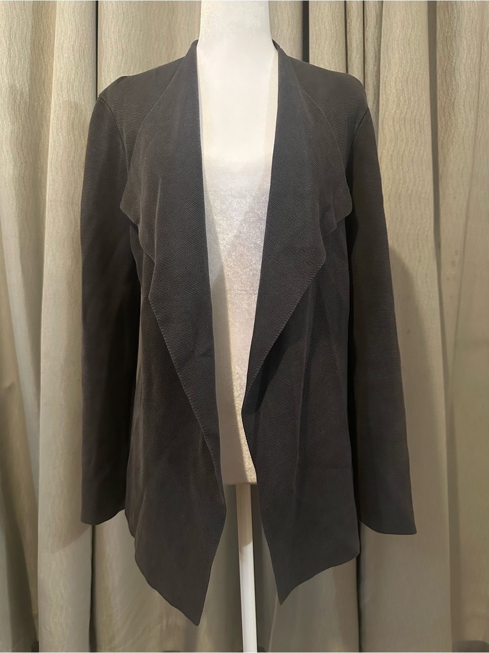 EILEEN FISHER Open Front Draped Cardigan FADED GRAY 80% Silk & 20% Cotton SMALL